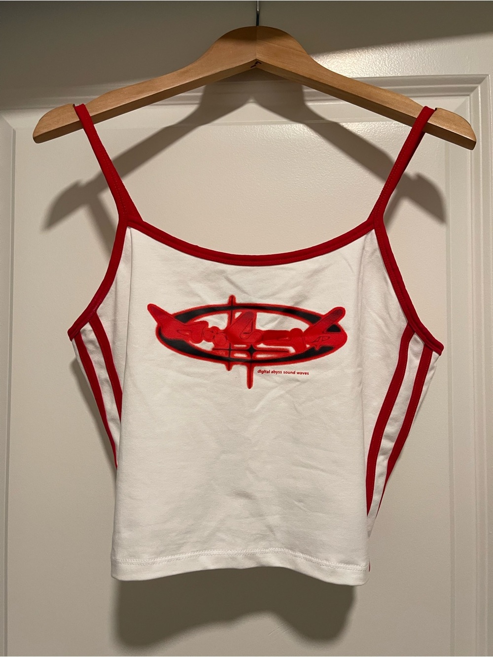 Women’s White & Red Graphic Spaghetti-Strap Camisole